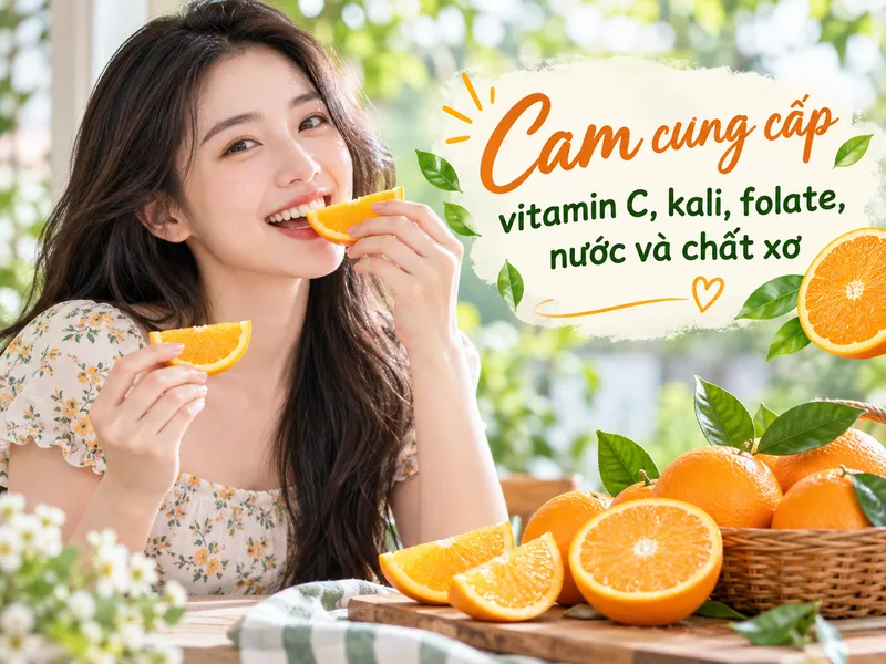 Cam cung cấp vitamin C, kali, folate, nước và chất xơ